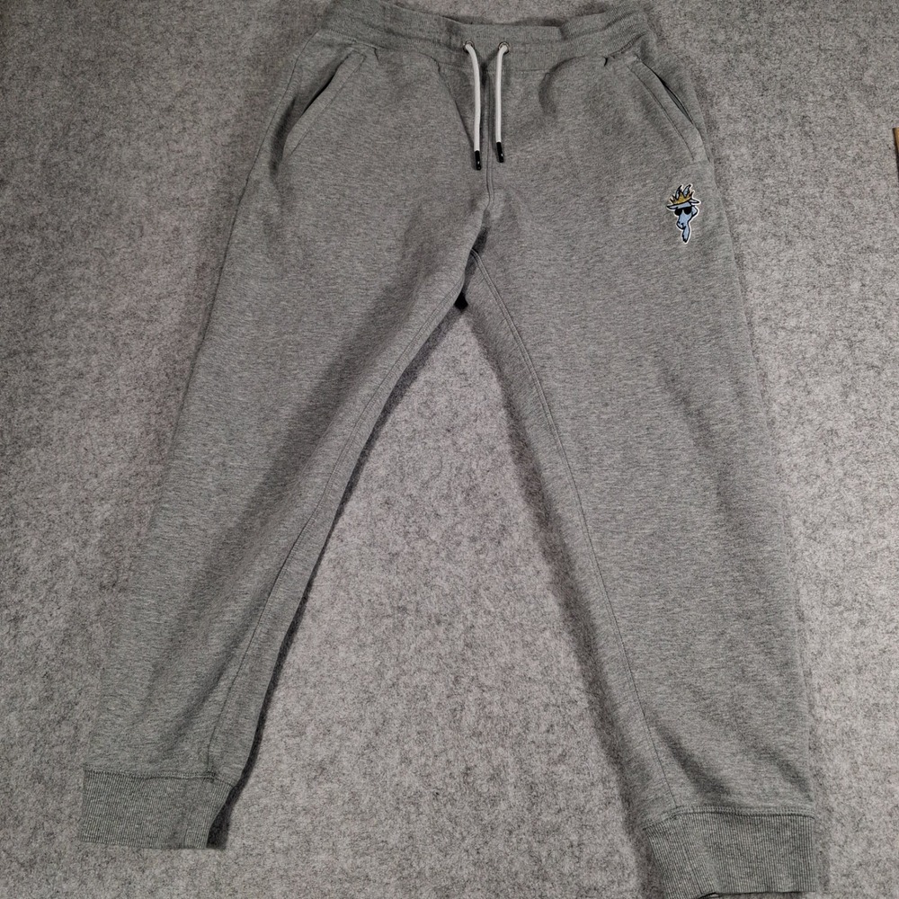 GOAT USA Sweatpants Mens Large Grey Embroidered Logo Joggers Drawstring Fleece
